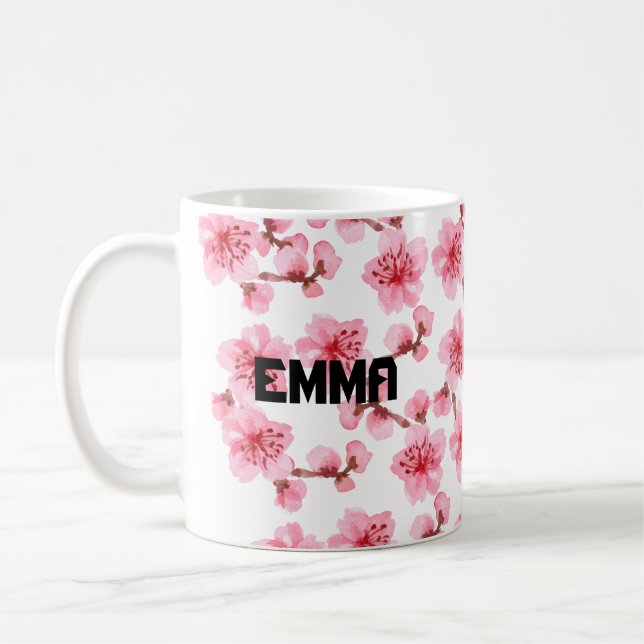 Caneca De Café Romantic pink Cherry blosson (Esquerda)