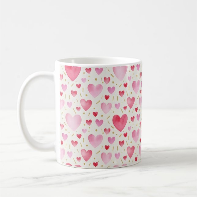 Caneca De Café Romantic Pink & Gold Watercolor Pattern (Esquerda)