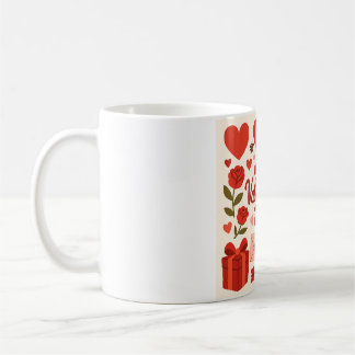 Caneca De Café Romantic Valentine's Day Mug – Hearts, Roses & Gif