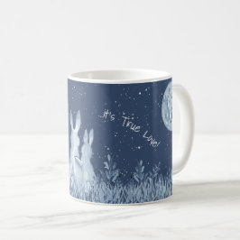 Caneca De Café Romântica Bunny Love Blue Moon Personalize