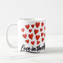Caneca de Café Romântica Corações Vermelhos Amor n