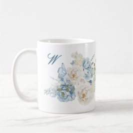 Caneca De Café Romântica Cotswolds Winter Florals Monograma