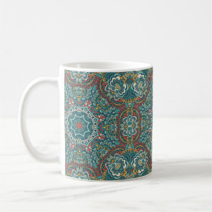 Caneca De Café Romântica Geométrica Mandala, cinzas de pasta azul