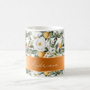 Caneca De Café Romântica Laranjas Florais Sicília Italiana