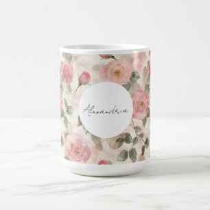 Caneca De Café Romântica Rosas Rosa Escamosas Floral