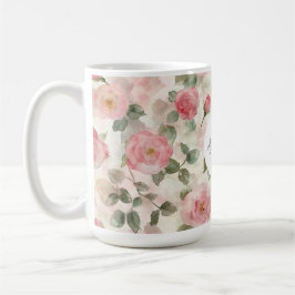 Caneca De Café Romântica Rosas Rosa Escamosas Floral