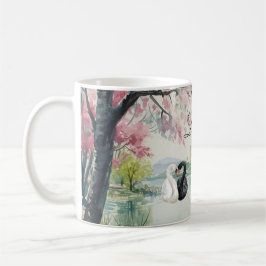 Caneca De Café Romântica Swans Lake Love