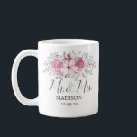 Caneca De Café Romântica Watercolor Rosa Florals Sr. & Sra. Weddi<br><div class="desc">Para casamento</div>