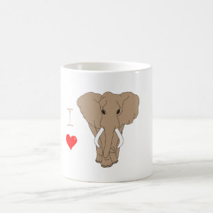 Caneca De Café Romântico Eu adoro elefantes