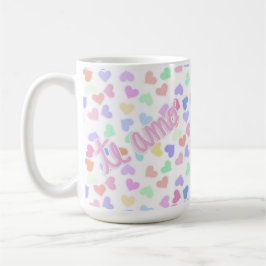 Caneca De Café Romântico - O Amo Pastel Heart Confetti