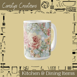 Caneca De Café Romântico Pastel Florals Blues