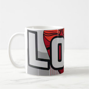 Caneca De Café Romântico Texto de amor Mug Cute Red Heart Design 