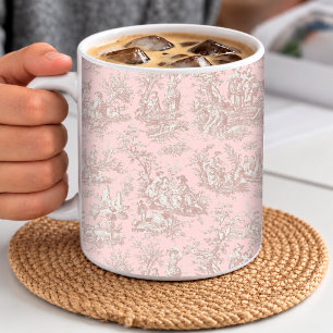 Caneca De Café Romântico Vintage Rose Gold Toile De Jouy