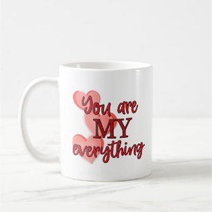 Caneca De Café Romântico, "Você é Meu Tudo", Amor, Corações