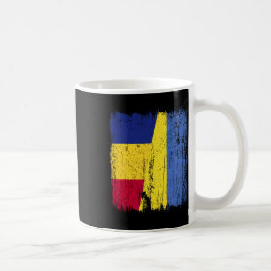 Caneca De Café Romênia Ucrânia Meia Bandeira Herança Romena Ucran