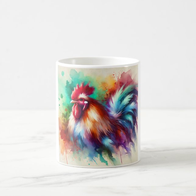 Caneca De Café Rooster in Watercolor Art 170724AREF138 - Watercol (Centro)
