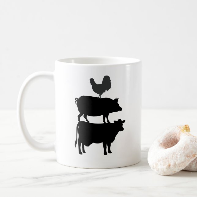 Caneca De Café Rooster Pig Cow Barnyard Farm (Com Donut)