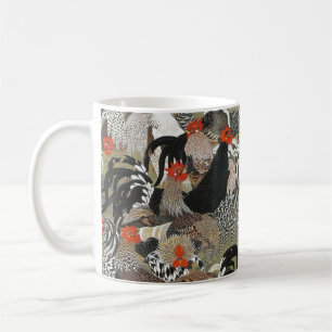 Caneca De Café Roosters Hen Ilustração de Ito Jakuchu