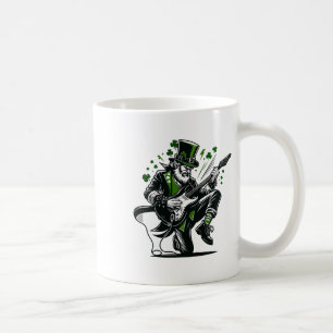 Caneca De Café Roqueiro Leprechaun Dia de São Patrício Guitarrist