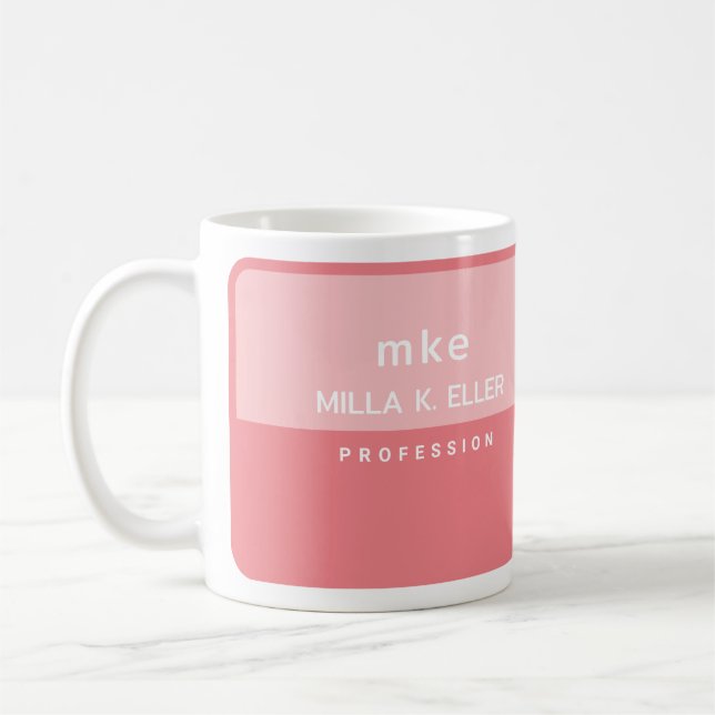 Caneca de Café Rosa 2-Tons com Nome Profissão Mode (Esquerda)
