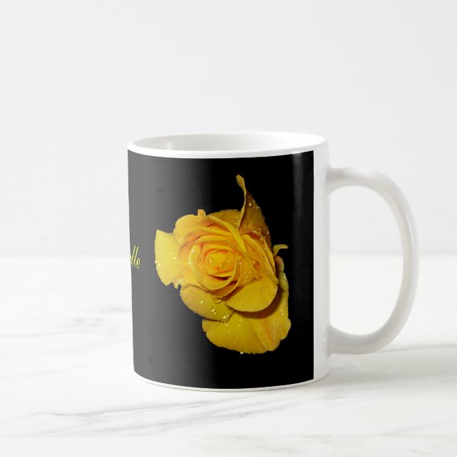 Caneca De Café Rosa amarela com gotas de cor (Direita)