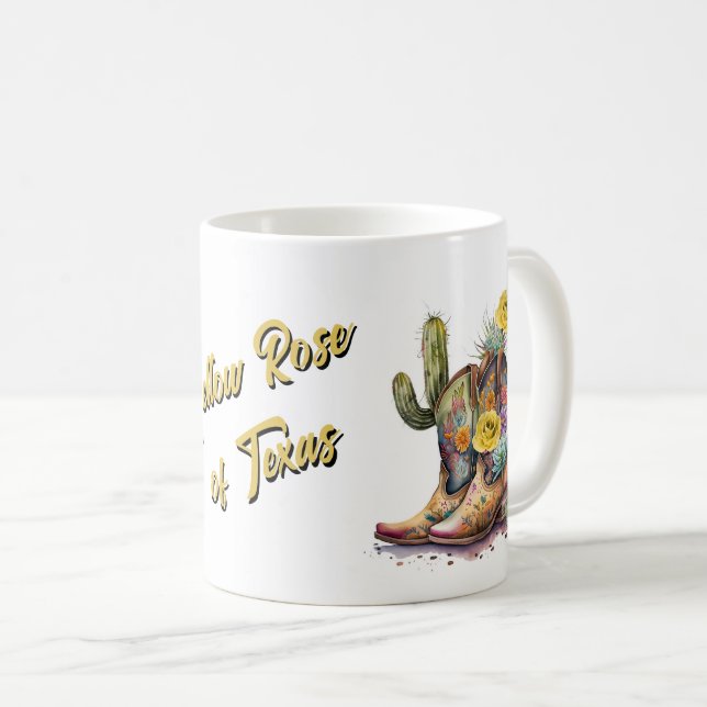 Caneca De Café Rosa Amarela de Texas Mug (Frente Esquerda)