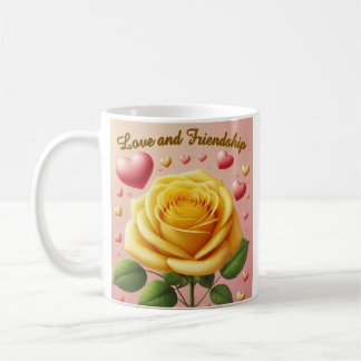 Caneca De Café Rosa Amarela - Mug de Amor e Amizade