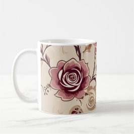Caneca De Café Rosa Antiga Botânica
