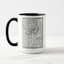 Caneca de Café Rosa Arte Geométrica em Duas Cores