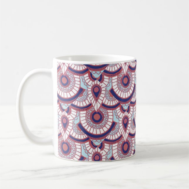 Caneca De Café Rosa, azul e branca (Esquerda)