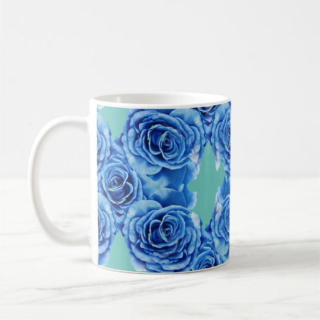 Caneca De Café Rosa azul romântico (Esquerda)