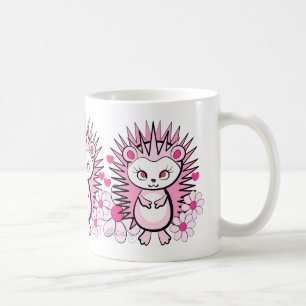 Caneca De Café Rosa bonito feminino do ouriço
