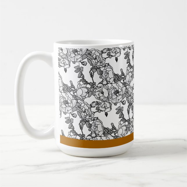 Caneca De Café Rosa Branch Cinza Scale Personalizado (Esquerda)