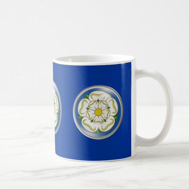 Caneca De Café Rosa branco da bandeira de Yorkshire (Direita)