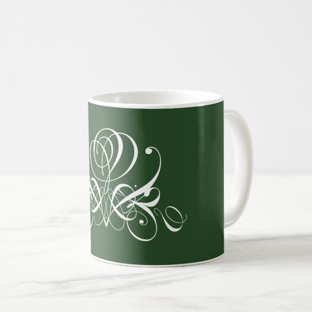 Caneca De Café Rosa Branco e Verde (Frente Esquerda)