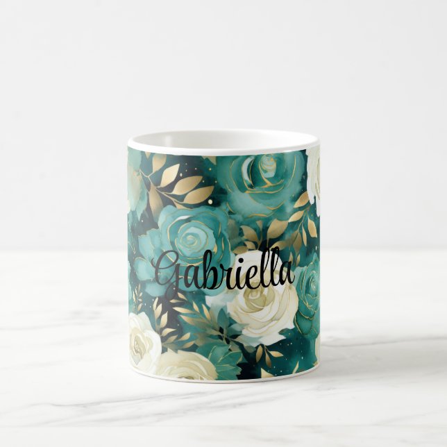 Caneca De Café Rosa branco-verde-Dourado (Centro)