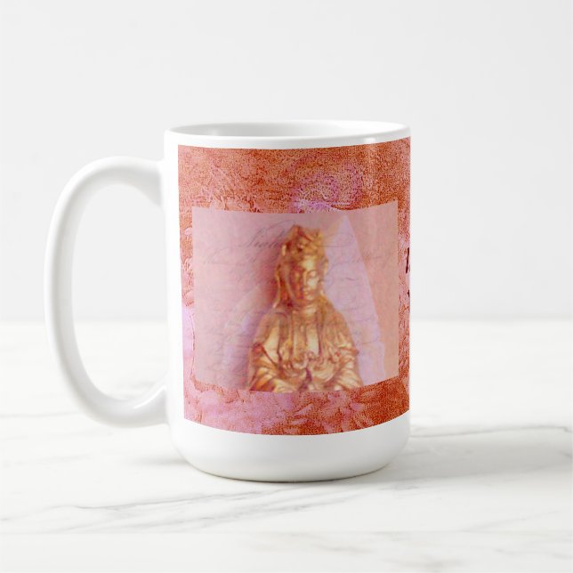 Caneca De Café Rosa-Bronze Kwan Yin (Esquerda)