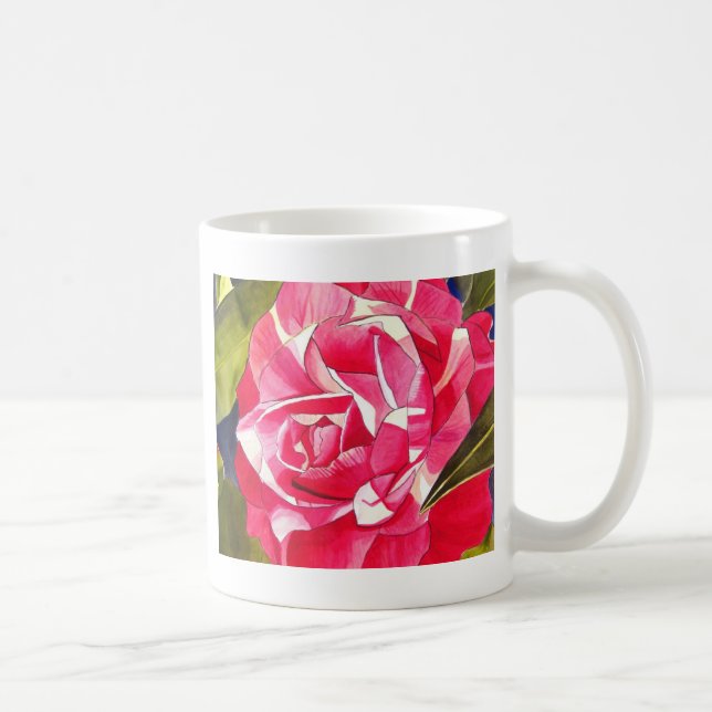 Caneca De Café Rosa-claro Camellia - flor de aquarela (Direita)