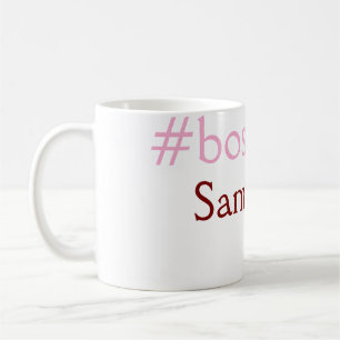 Caneca De Café Rosa claro de hashtag Bossbabe adiciona nome e che
