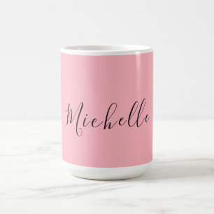 Caneca De Café Rosa Claro Profissional Único Clássico Caligrafia