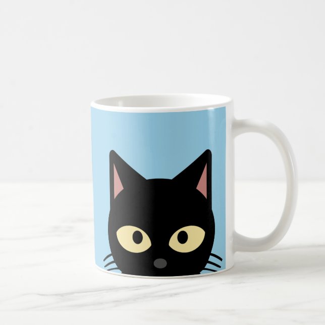 CANECA DE CAFÉ ROSA COM GATO PRETO ESPICANDO (Direita)