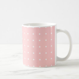 Caneca De Café Rosa Com Pontos Brancos De Poka