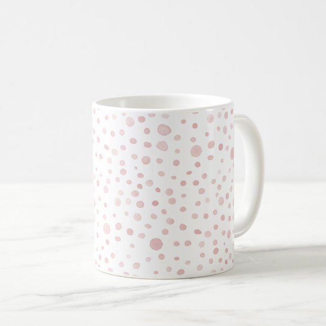 Caneca De Café Rosa Confetti Watercolor Dots Classic Mug (Frente Esquerda)