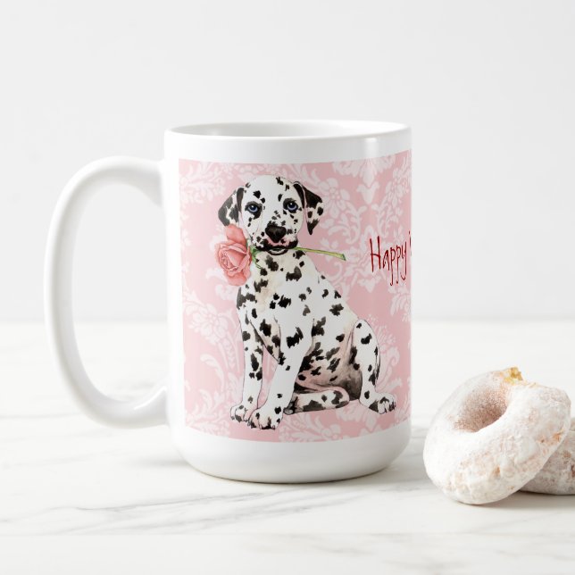 Caneca De Café Rosa Dalmaciano (Com Donut)