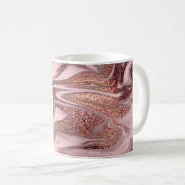 Caneca De Café Rosa de cobre moderno elegante e mármore cor-de-ro