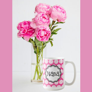 Caneca De Café Rosa De Cravo Personalizado E Pickleball Branco