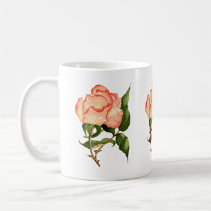 Caneca De Café rosa de flor de cor aquática Mug