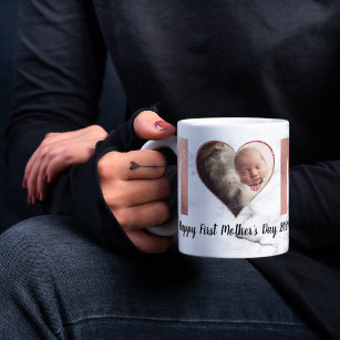 Caneca De Café Rosa de Foto para Bebê do Primeiro Dia de as mães,