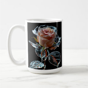 Caneca De Café "Rosa De Gelo Encantador: Um Flor De Vidro Transpa