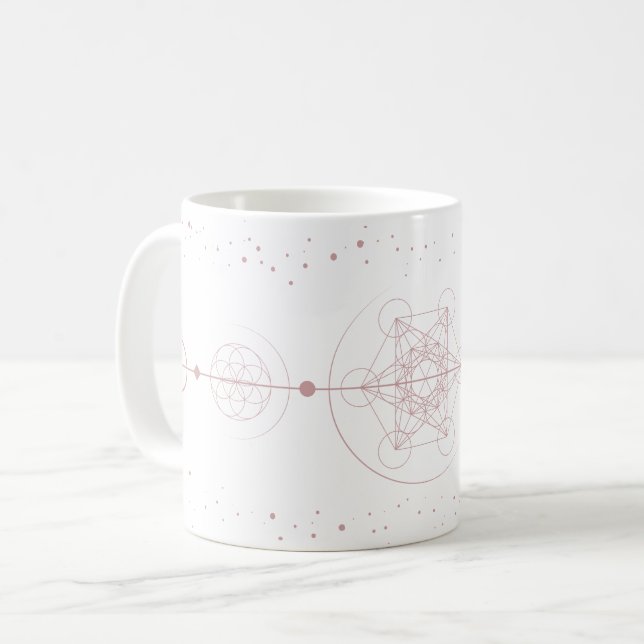 Caneca De Café Rosa de geometria sagrada da lua metatrônica e est (Frente Esquerda)